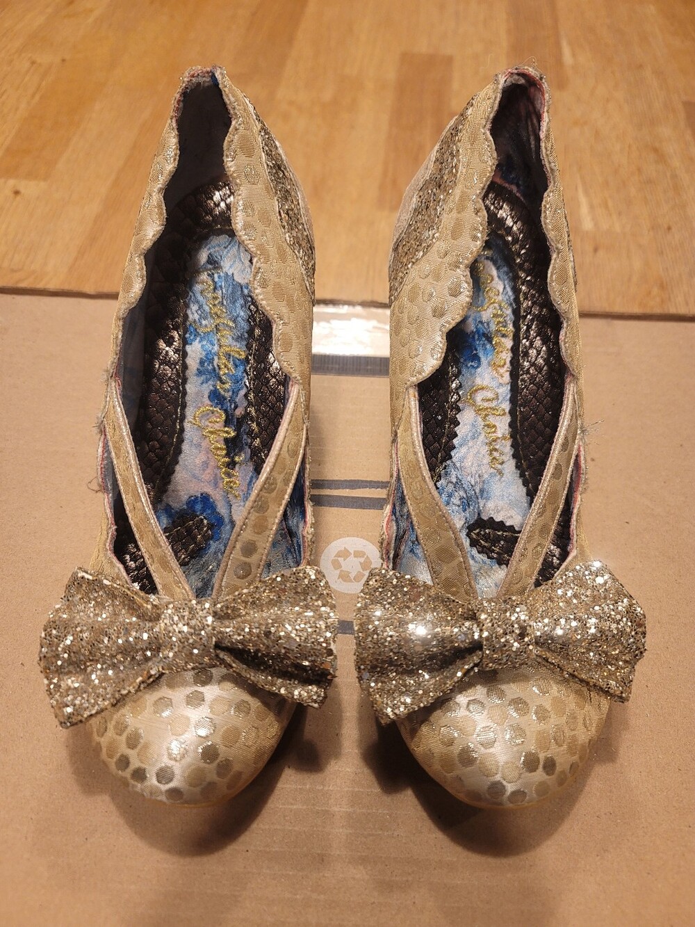 Irregular Choice Gold Polka Dot Pump Bow Heels US 8 / EU 39